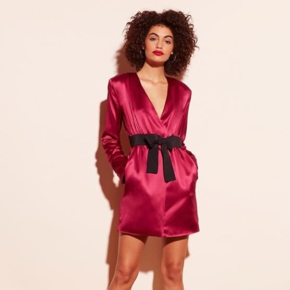 Never worn - Fleur Du Mal Built-In Sash Dress in Bordeaux